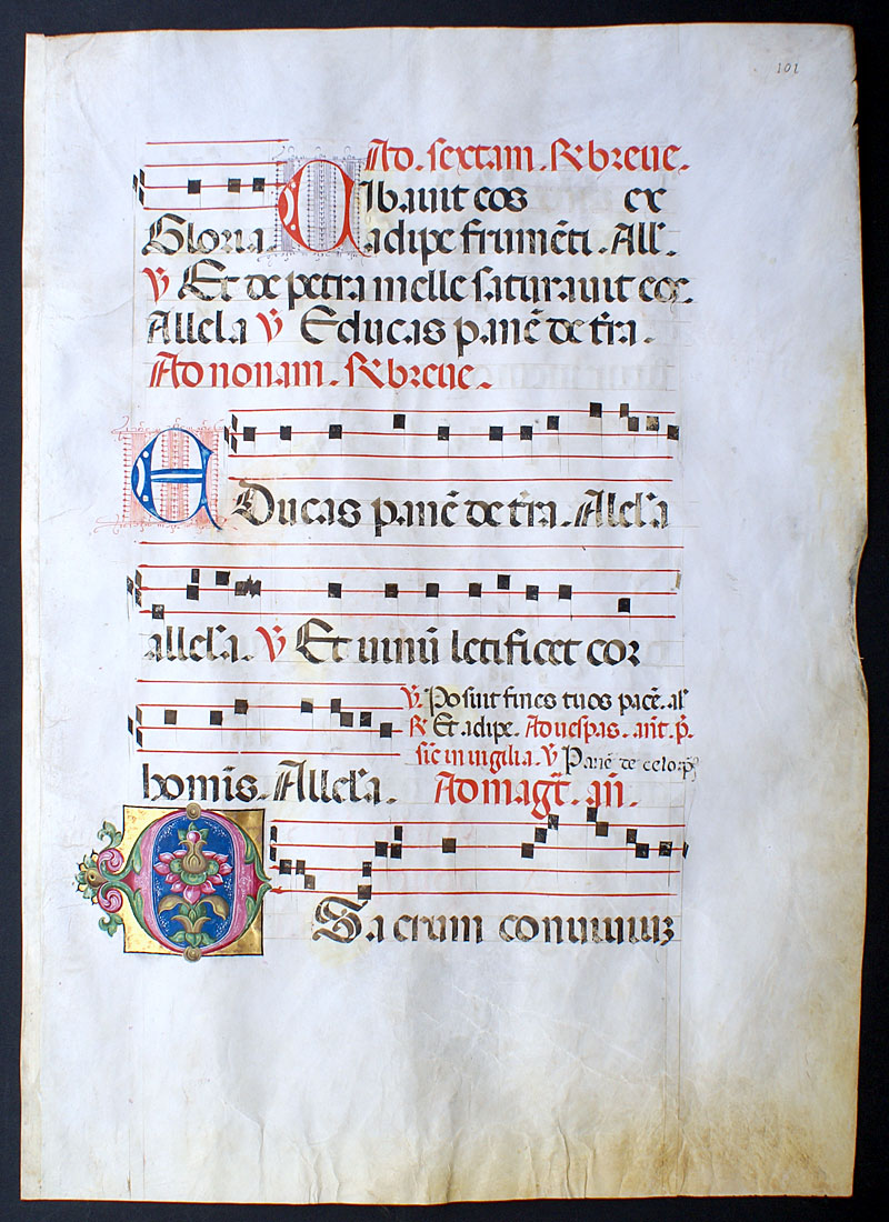 c 1470-80 Chant - Elaborate Initial - Hymn for Blessed Sacrament