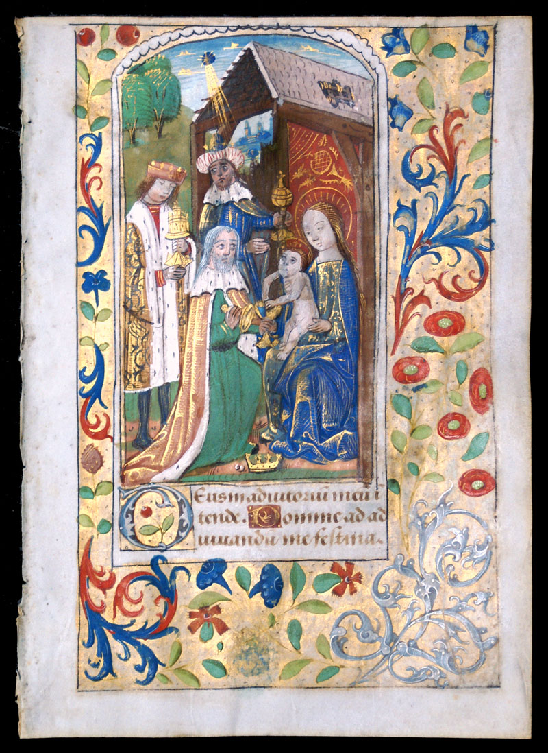 c 1480-90 Book of Hours Leaf - Adoration of the Magi