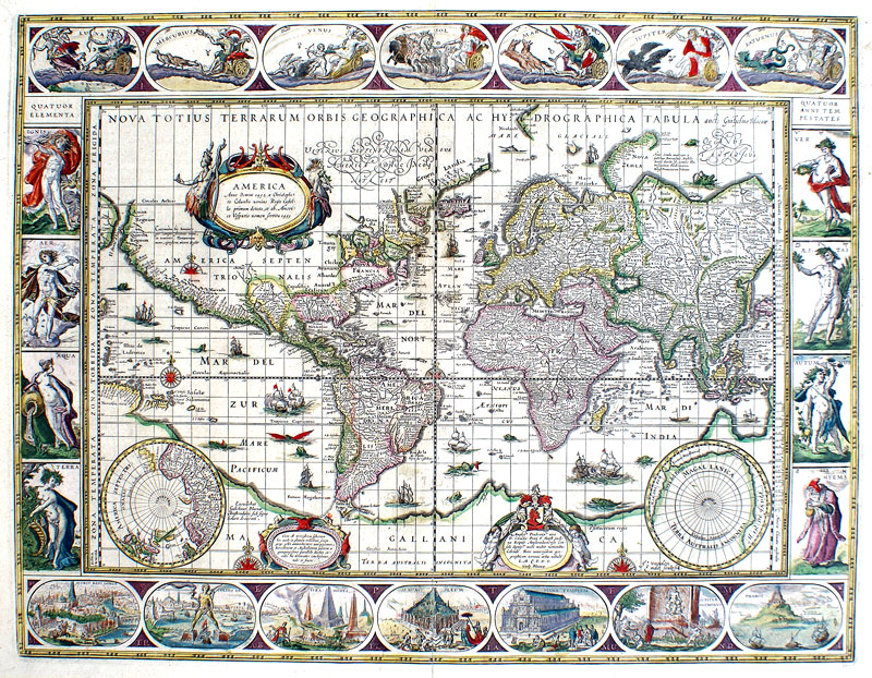 c 1635 Blaeu map of the World - Cartes a Figures