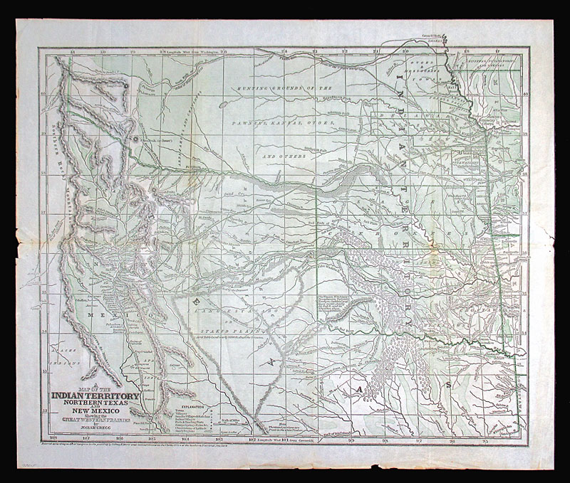 c 1844 Indian Territory, N. Republic of Texas & NM, Josiah Gregg