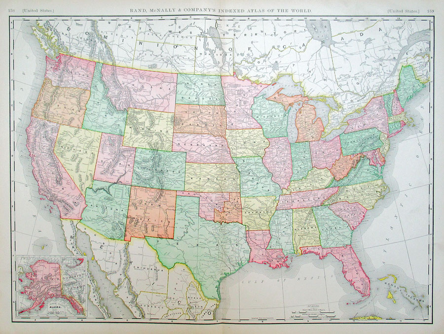 c 1898 United States, Large Rand, McNally & Co Map