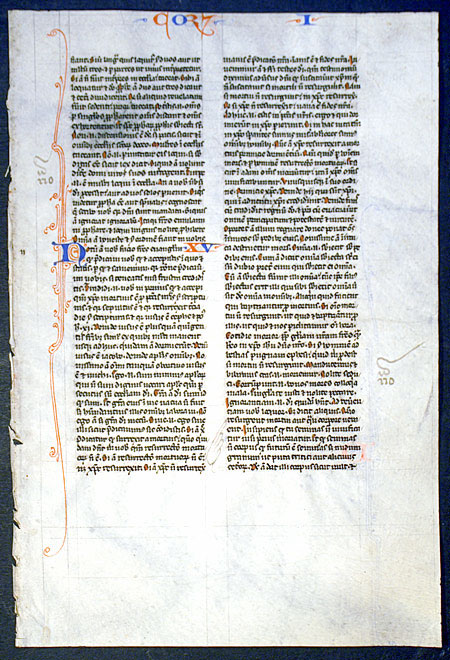 Medieval Bible Leaf - I Corinthians - c. 1240-50