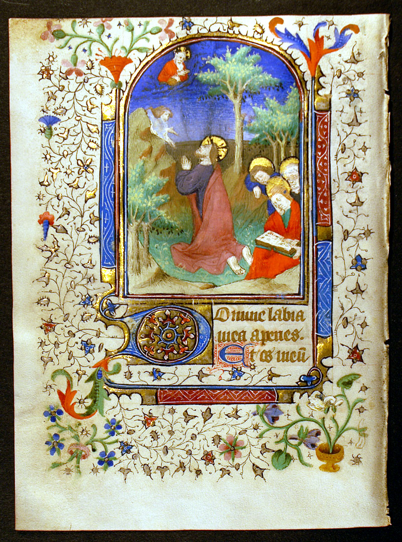 Medieval Book of Hours Leaf - Garden of Gethsemane