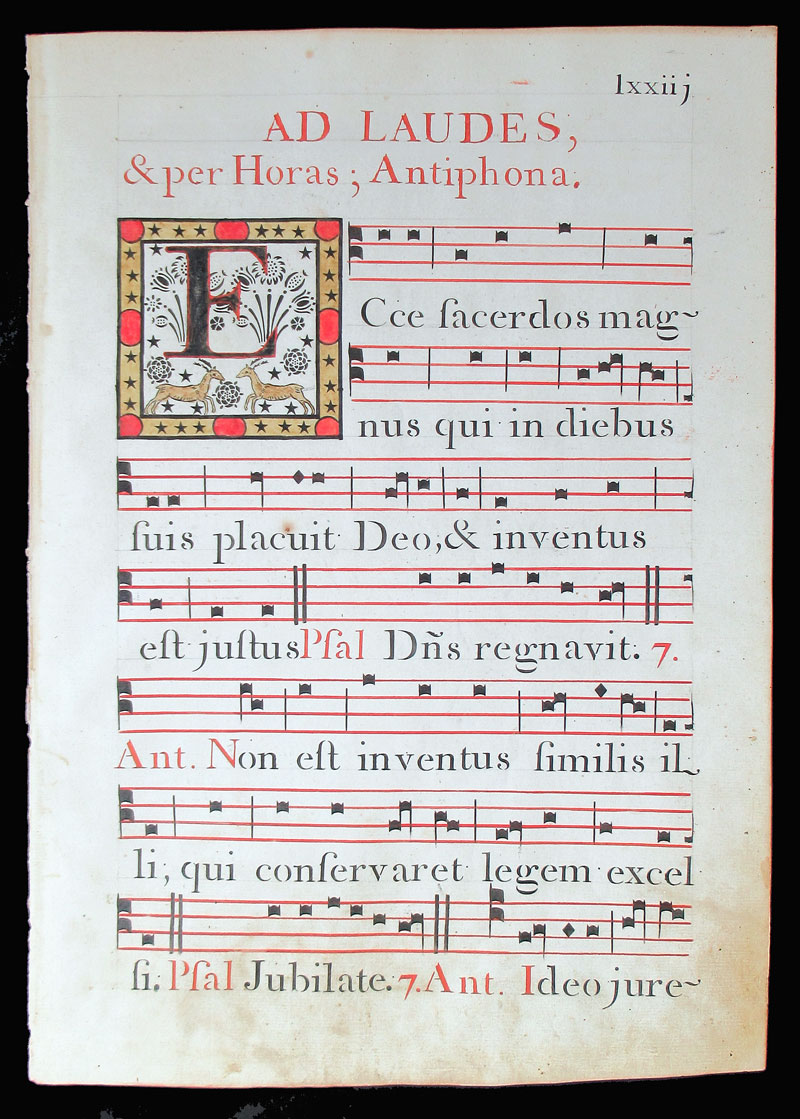 c 1778 Gregorian Chant - Olbia, Italy - Four-line stave