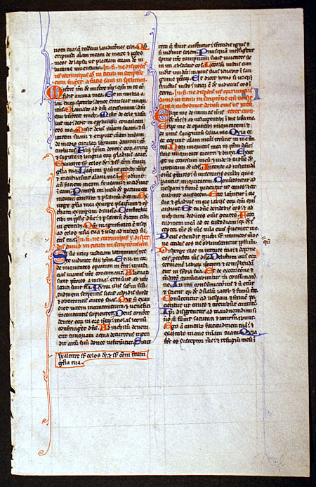 Medieval Bible Leaf - 6 complete Psalms