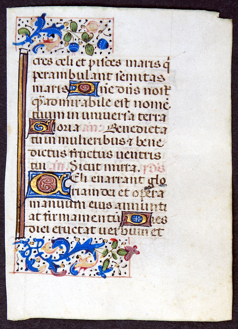 Psalms - Book of Hours Leaf - c 1460 - Remarkably Tiny