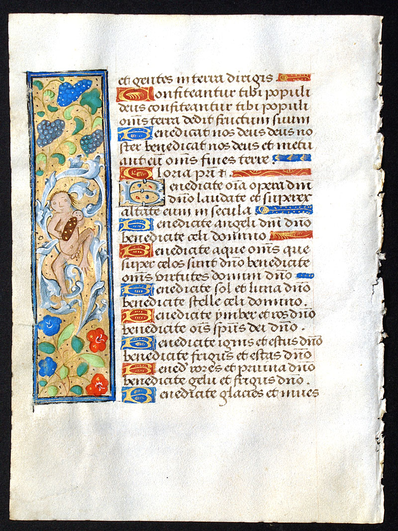Book of Hours Leaf c 1490-1510 - Unusual Borders - Rouen