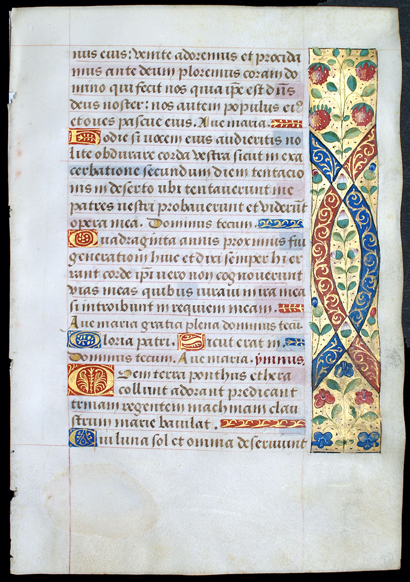 A Book of Hours Leaf - c 1470-90 - beautiful borders
