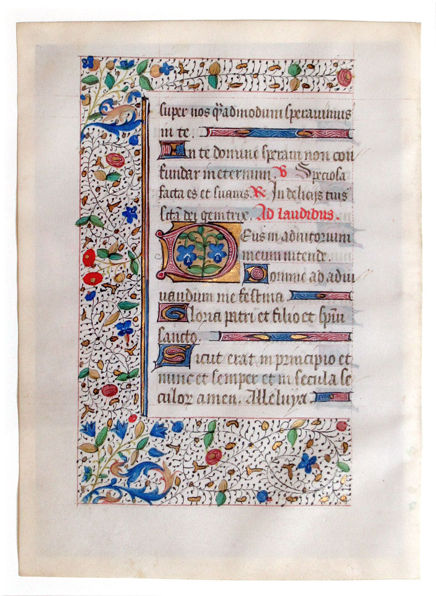 c 1450-75 Book of Hours Leaf - Elaborate Border