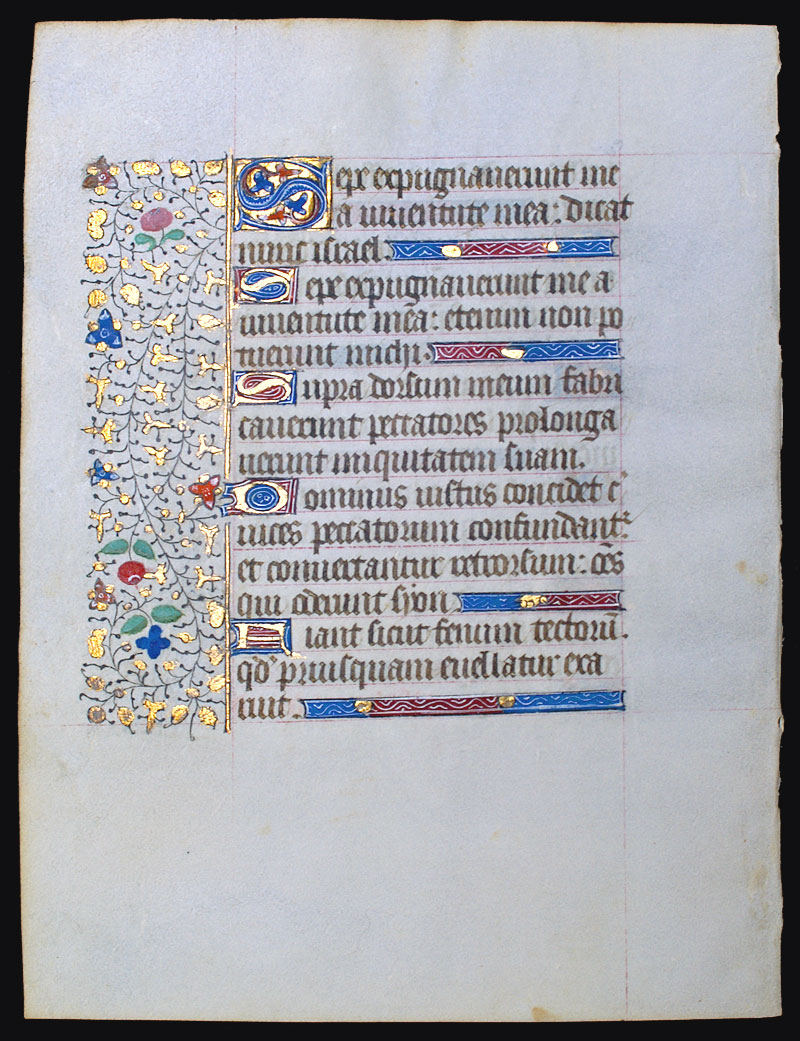 c 1440-50 Book of Hours Leaf - Psalms - Elegant Borders