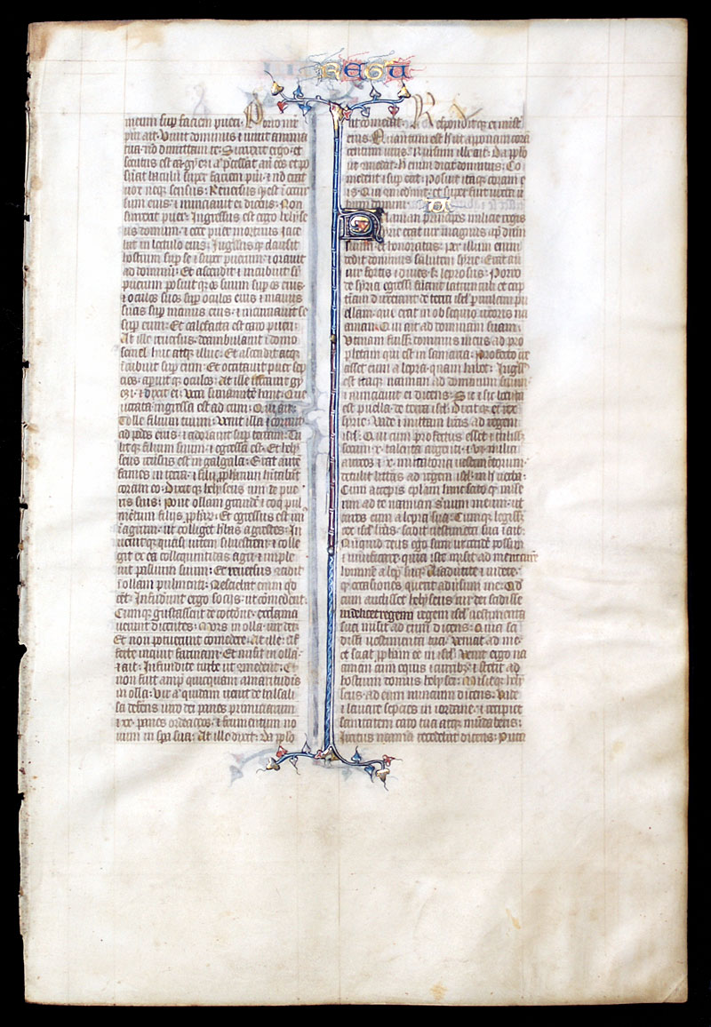 c 1320-40 illuminated Bible leaf with doodles!