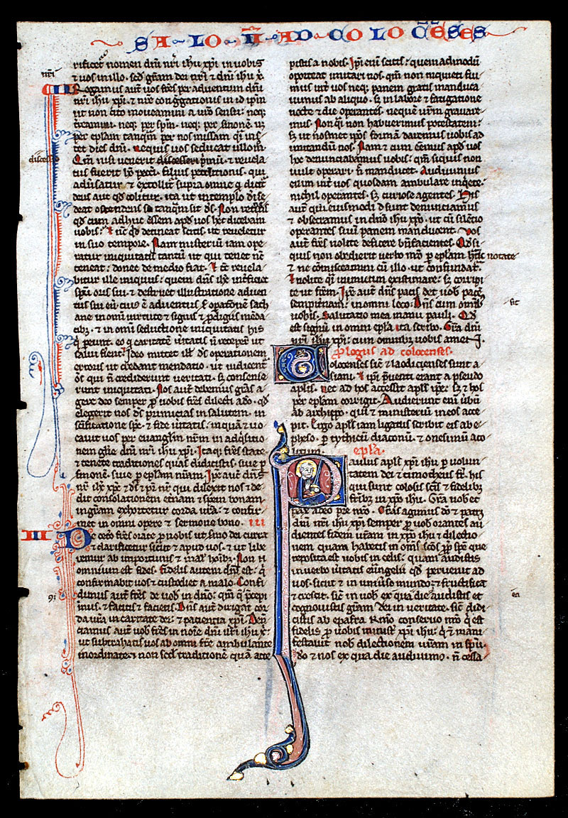 c 1240-55 Bible Leaf - Miniature of St Paul - whimsical dragon