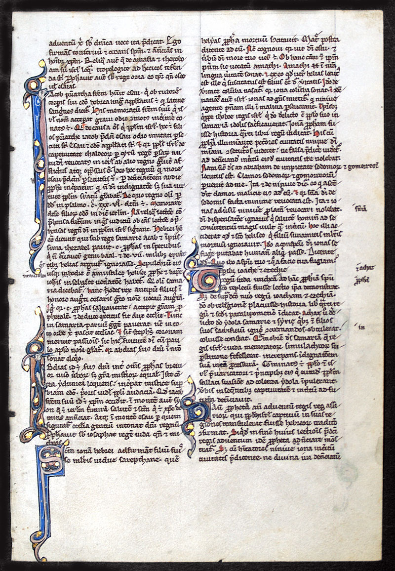 An Uncommon Medieval Bible Leaf - Commentary/Prologues c 1240-55