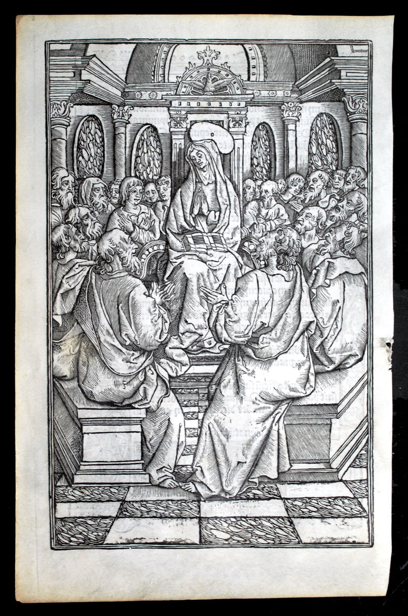 c 1513 Book of Hours Leaf - Pentecost - Dance of Death