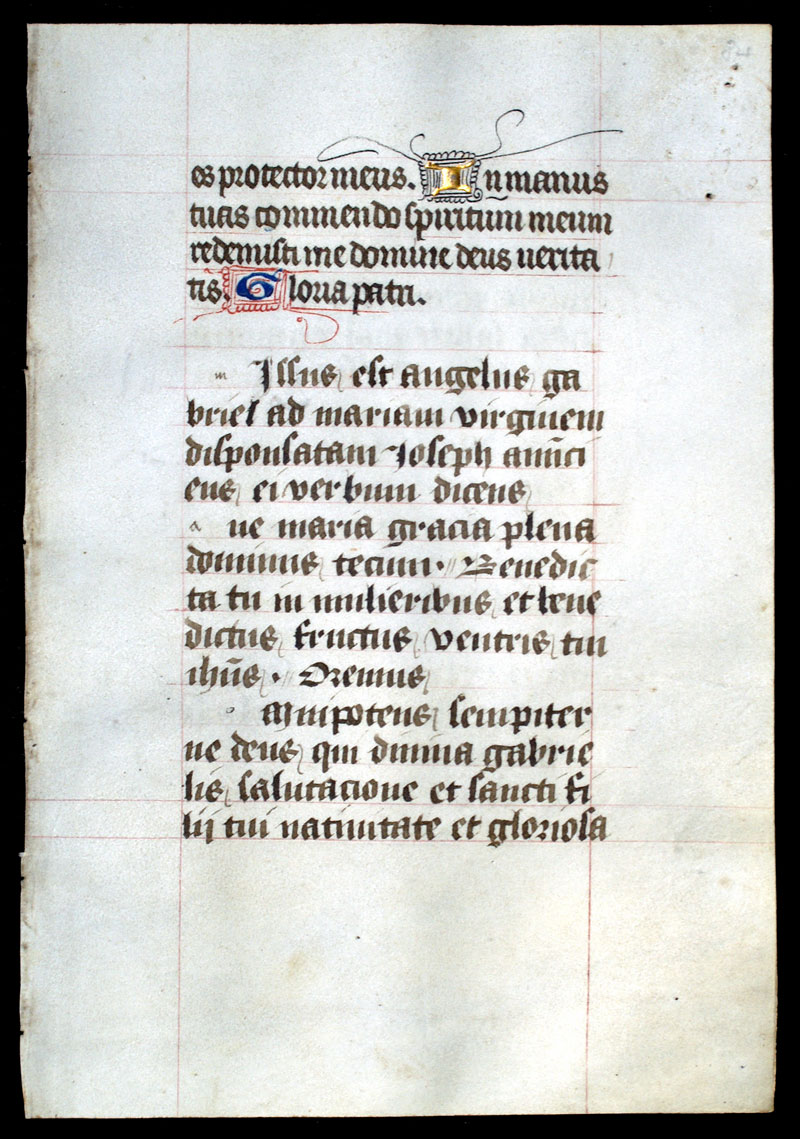 Book of Hours leaf c 1450 - Guide Letters - Sarum Use