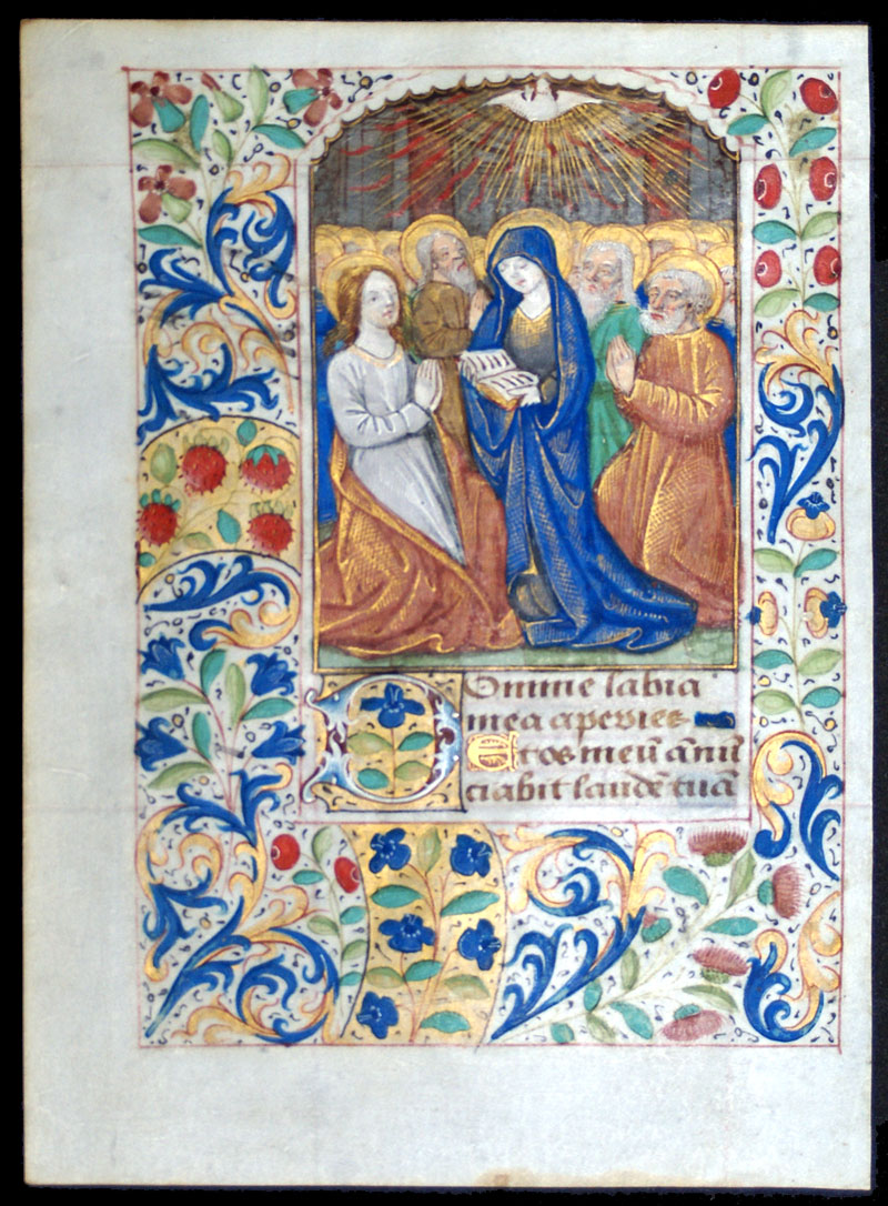c 1475 Book of Hours Leaf - The Pentecost