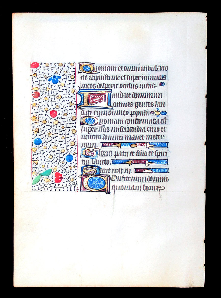 c 1450-75 Book of Hours Leaf - O Praise the Lord all ye nations
