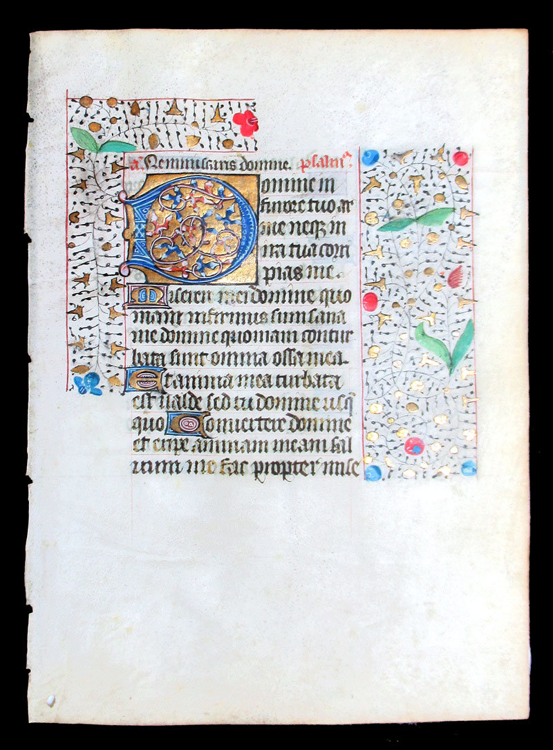c 1450-75 Book of Hours leaf - Elaborate illumination