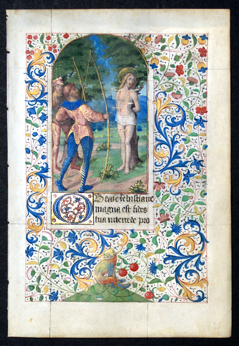 c 1450-75 - Saint Sebastian - Book of Hours Leaf