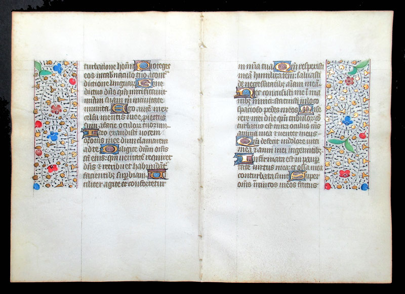c 1450-75 Book of Hours Leaves - Continuous Bifolium