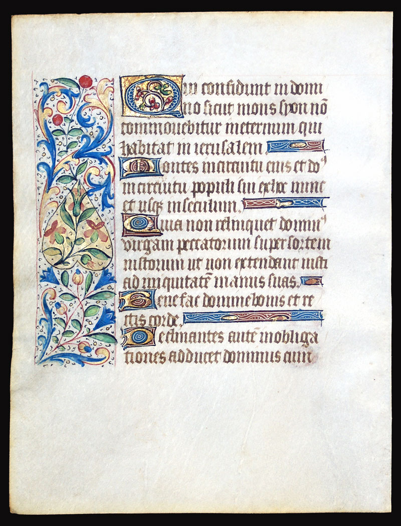 c 1460 Book of Hours leaf - Our help is in the name of the Lord