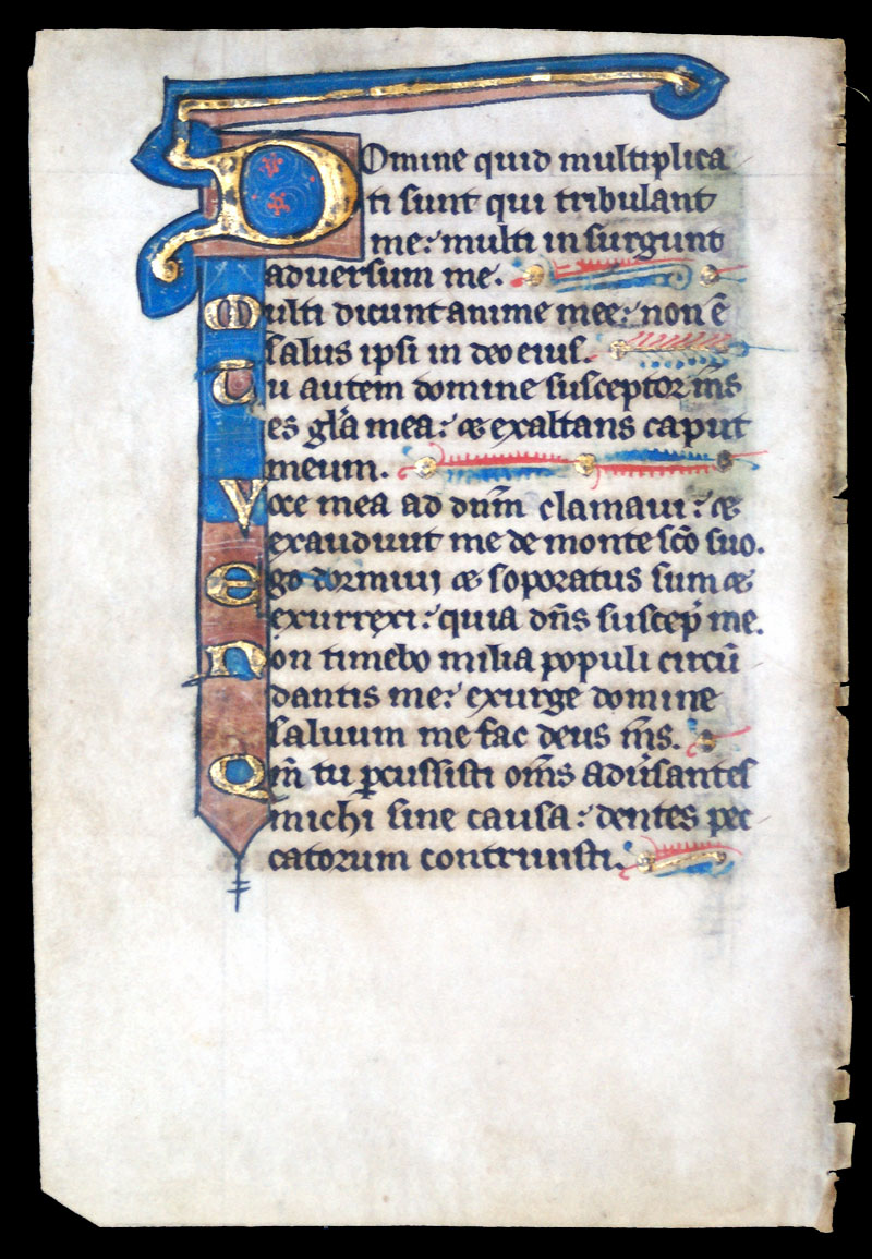 c 1200-25 Early Psalter Leaf - with elaborate initials.