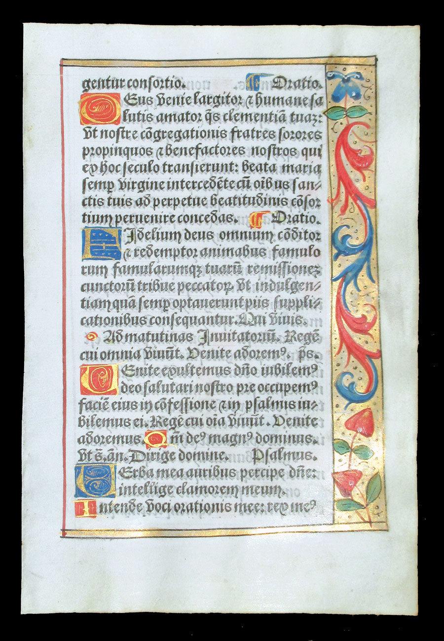 c 1532 Book of Hours Leaf - Psalms
