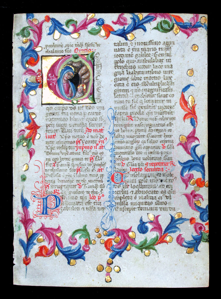 c 1420 Breviary Leaf - Madonna and Child - Christmas Week