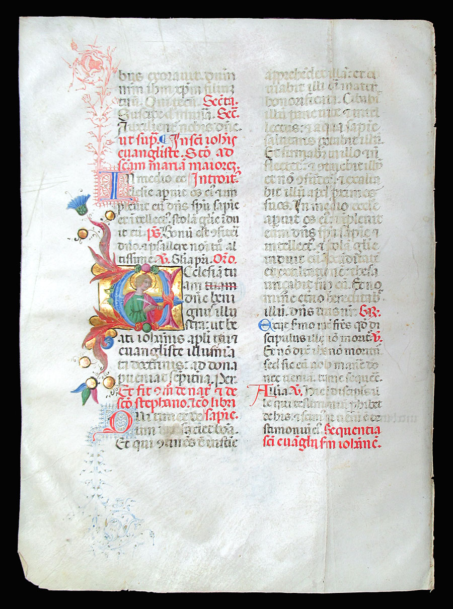 c 1460 Missal Leaf - Attributed to Sano Di Pietro - St John