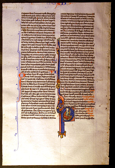 Medieval Bible Leaf - Miniature of St. Paul - creatures