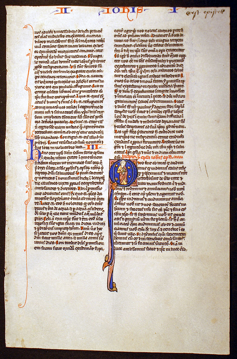 Medieval Bible Leaf - Miniature of St John