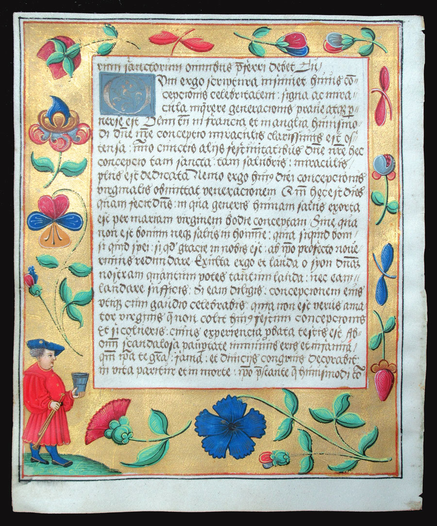c 1524 Psalter Prayerbook Leaf - Elaborate Panel Borders