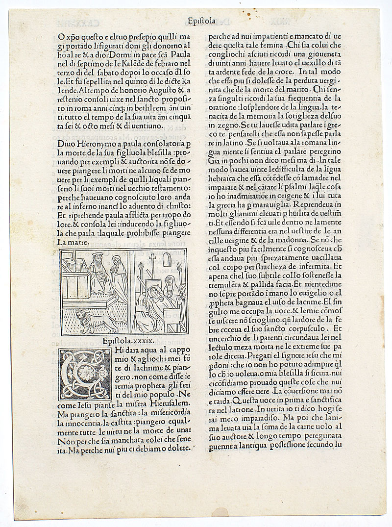 Rare Incunabula Leaf - St. Jerome's Letters - 1497