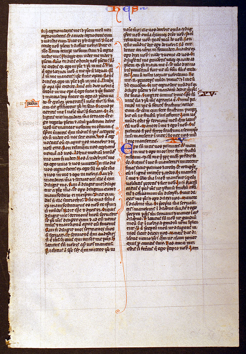 Medieval Bible Leaf - John 14-16 - c 1240-50