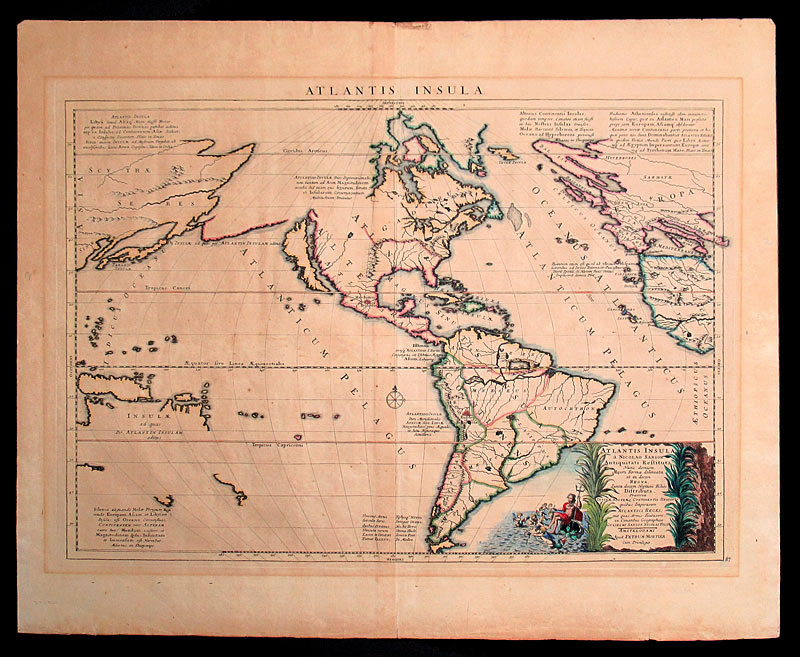 c 1705 Map of Americas - California as Island - Sanson/Mortier