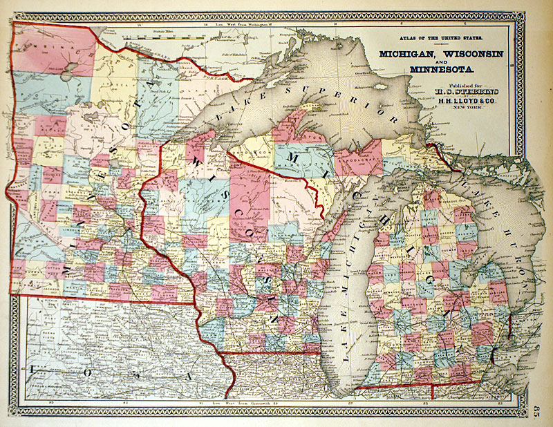 '...'Michigan, Wisconsin and Minnesota''  c 1868 - Lloyd