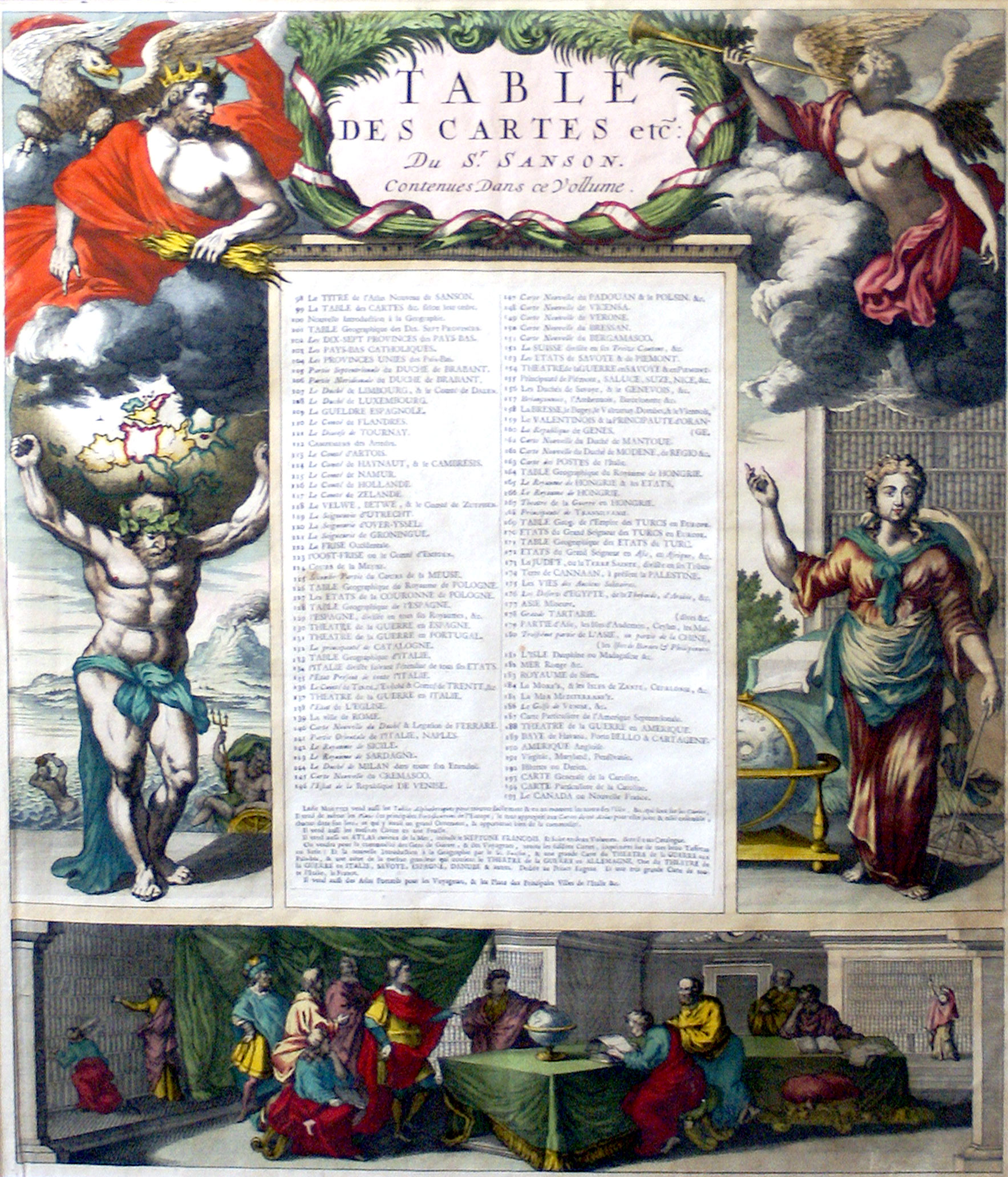 c 1700 Rare Atlas Table of Contents Page - Mortier Atlas