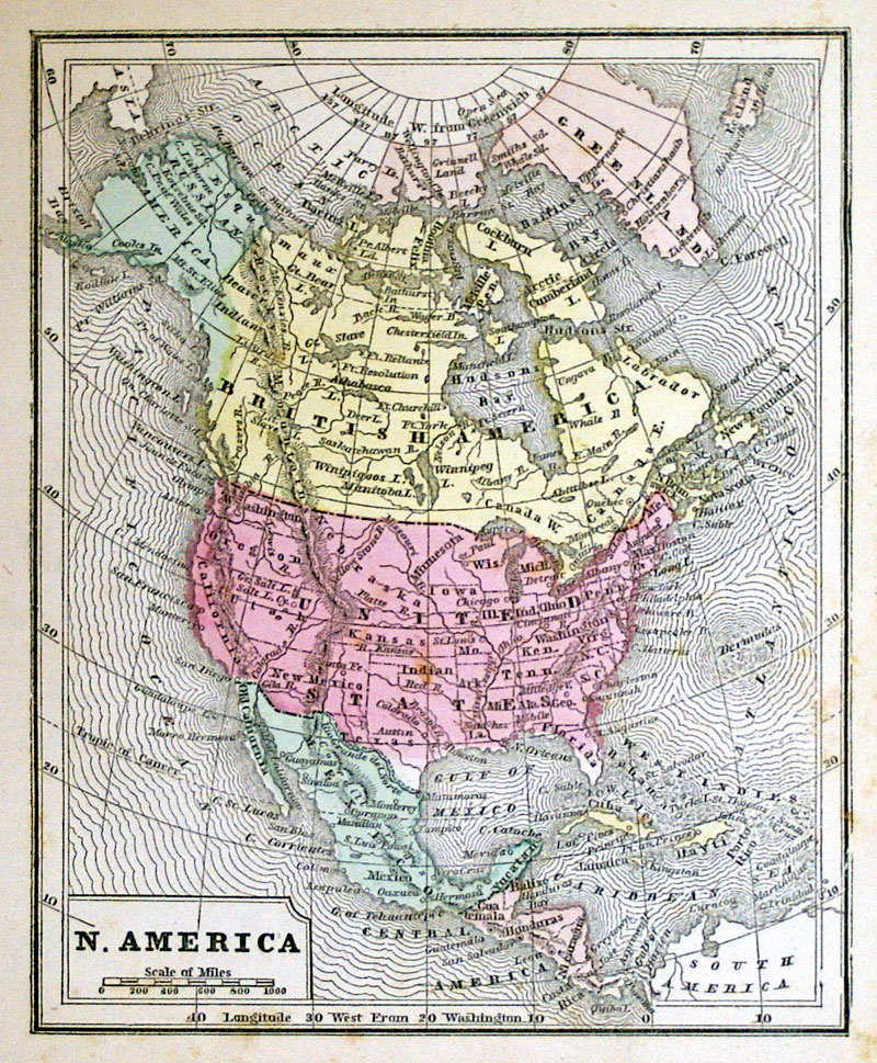 c 1857 Map of North America - Morse and Gaston