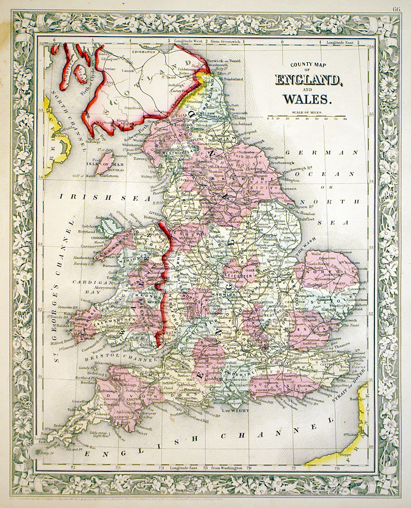 County Map Of England And Wales C 1862 Mitchell M 0 00 Antique Manuscripts Maps Prints And Antiquities