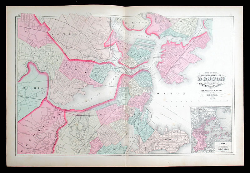 c 1871 City Plan of Boston - Great detail!