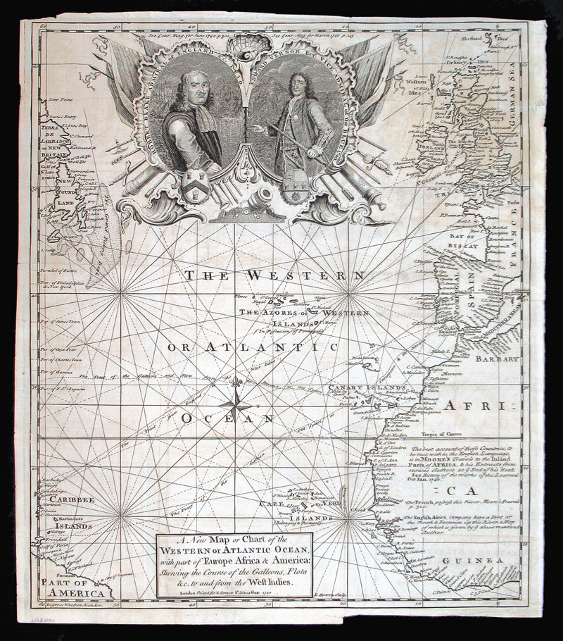 c 1740 Bowen Chart of the Western or Atlantic Ocean