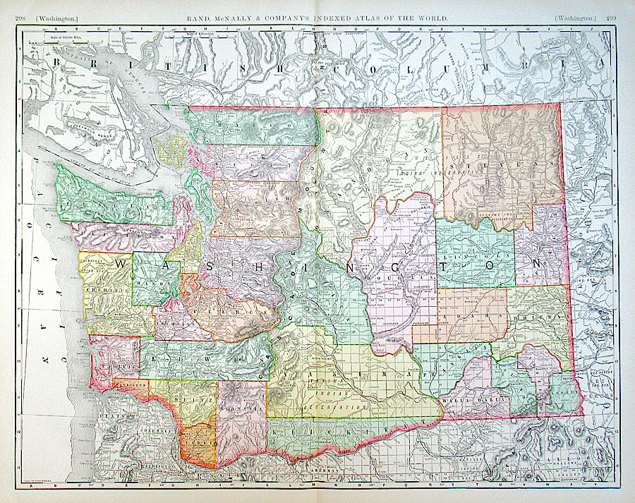 c 1898 Rand, McNally & Co Map of Washington