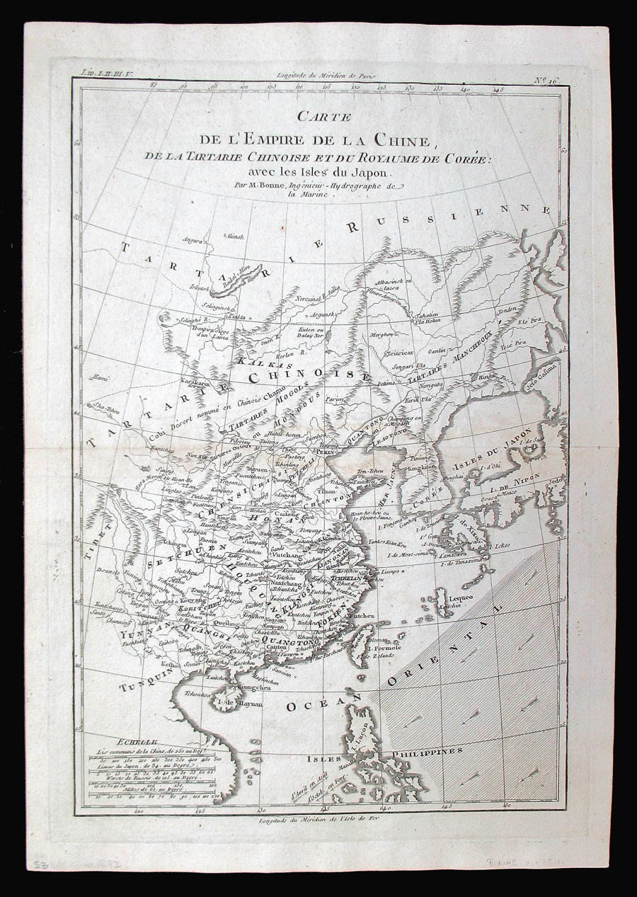c 1780 Bonne Map of China
