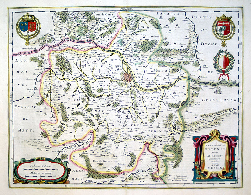c 1635 Blaeu map of Metz Region of France