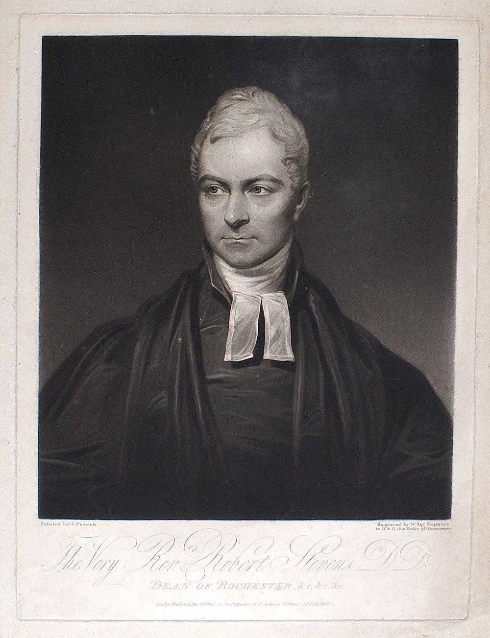 c 1817 Mezzotint - Rev. Robert Stevens - Say/Pocock