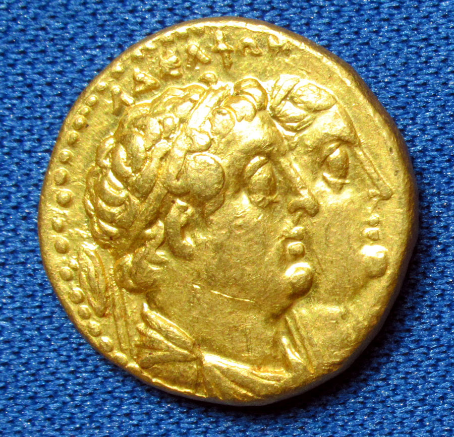 c 285-246 BC PTOLEMY II, Gold 4 drachm - Busts of Ptolemy I & II