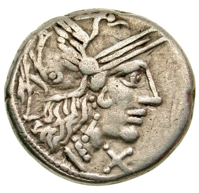 Ancient Silver Denarius - Roman Republic - Jupiter & Roma