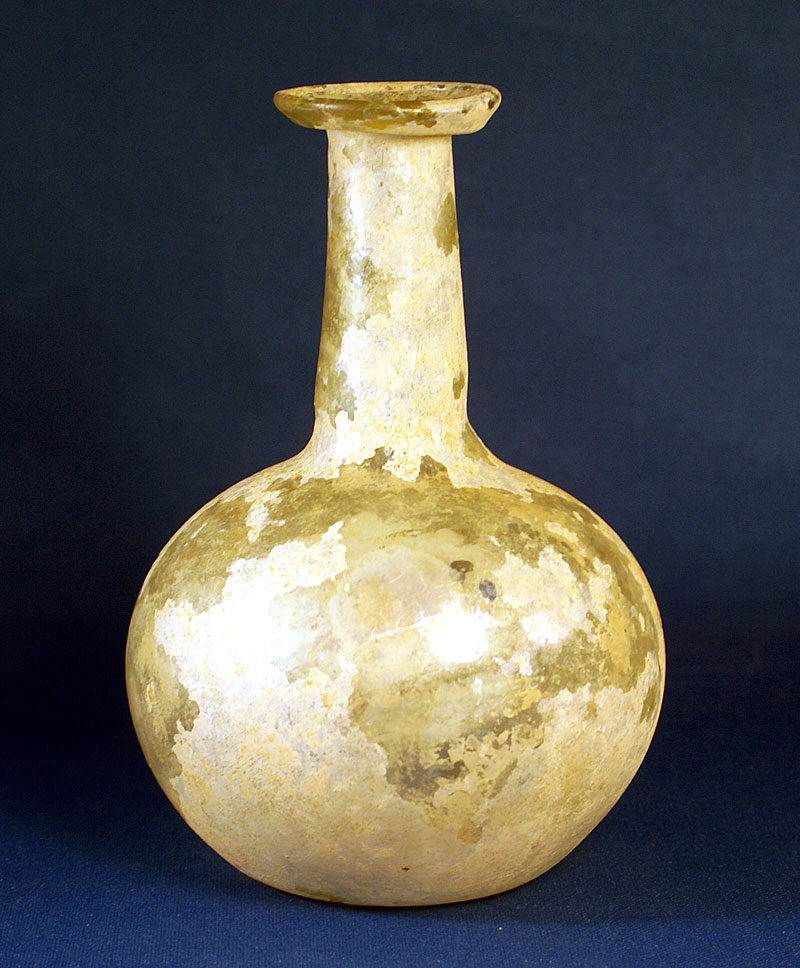 Ancient Roman Spherical Glass Flask, c. 1st-2nd Cent AD