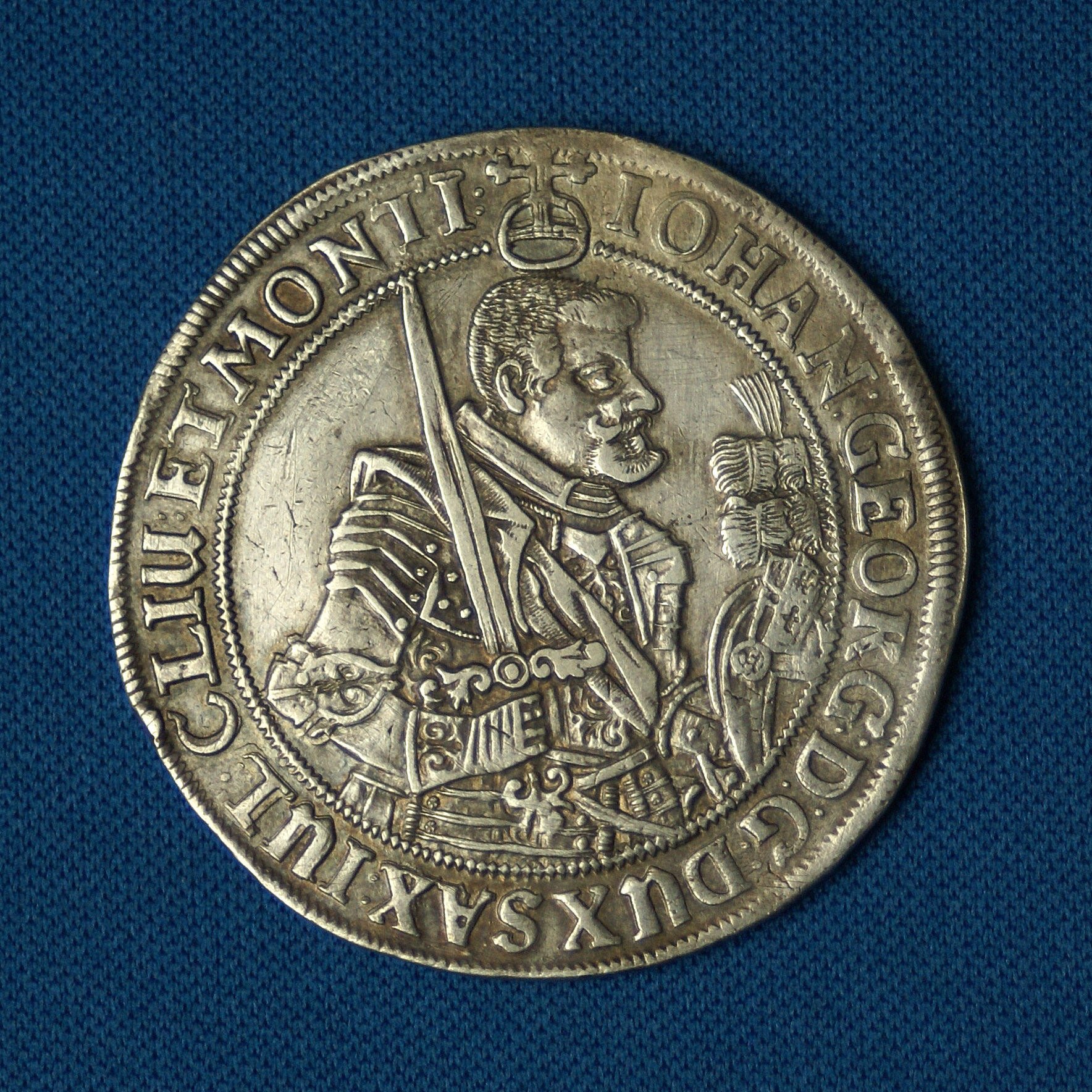 German Silver Thaler - 1631 - John George & Coat of Arms