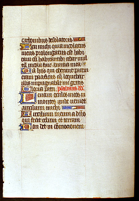 Medieval Book of Hours Leaf - I have lifted up my eyes...